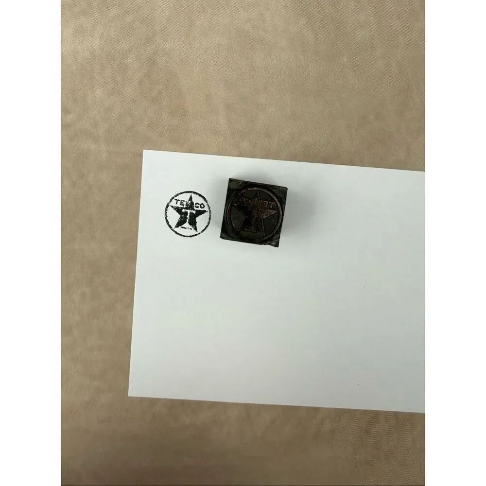 Vintage Texaco Gas Star Logo Letterpress Print Type Cut Stamp Block